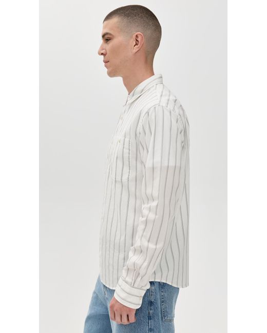 Vince White Port Stripe Double Pocket Shirt for men
