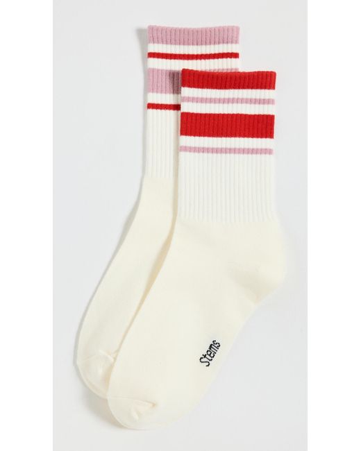 Stems White Mix Matched Striped Socks