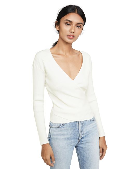 white long sleeve wrap top
