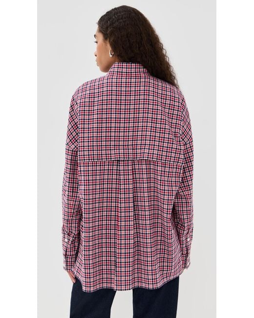 Tibi Purple Flannel Menswear Shirting Oversized Shirt