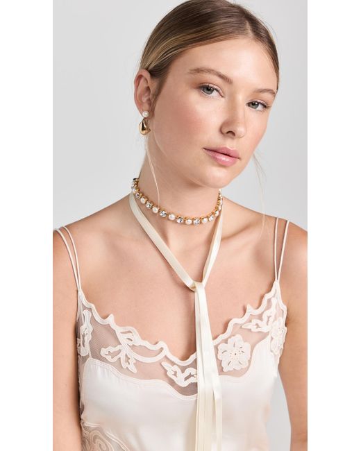 Jennifer Behr White Serena Ribbon Tie Necklace