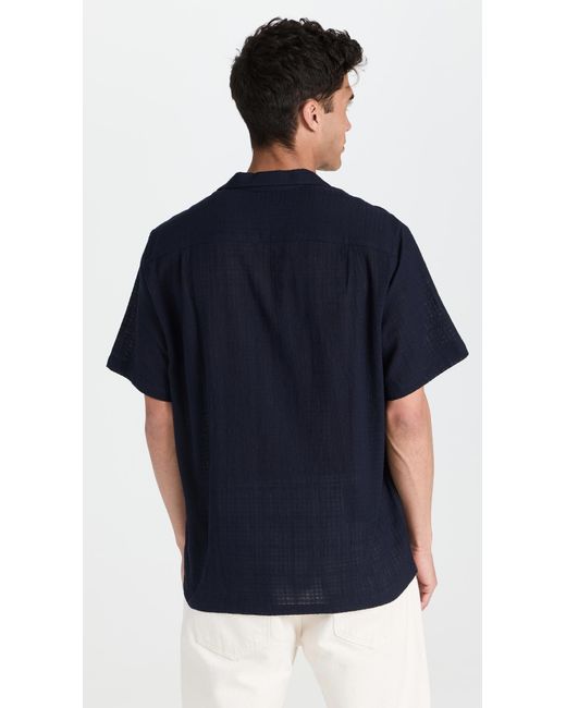 Portuguese Flannel Blue Portuguese Fanne Grain Cotton Shirt for men