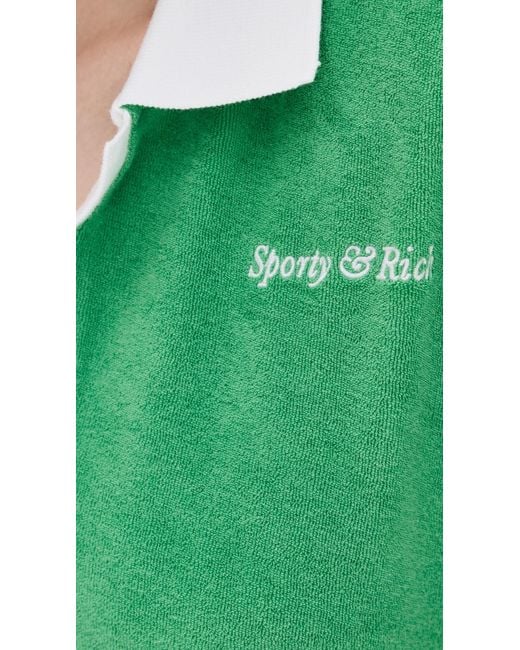 Sporty & Rich Green Italic Logo Terry Polo