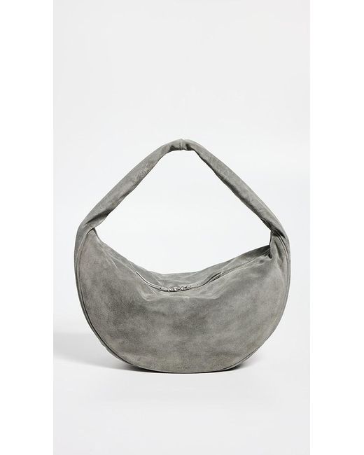 By Far Gray Maxi Cush Cement Suede Leather Hobo Bag