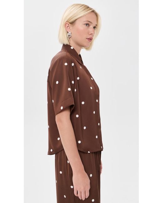 Z Supply Brown Mari Button Up Dot Top