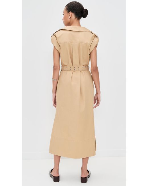 Ganni Natural Classic Summer Suiting Cowl Neck Long Dress