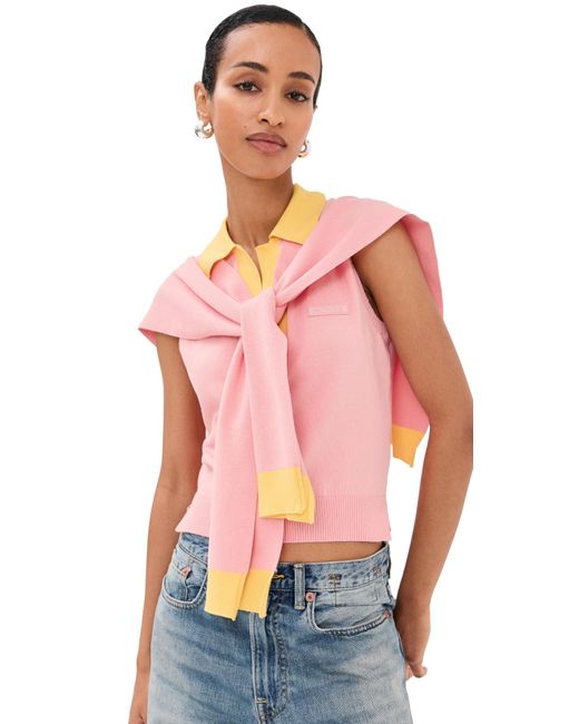 Monse Pink Knitted Tie Scarf Top And Polo
