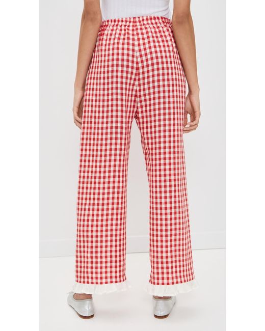 Sleeper Red Puff Linen Lounge Pants