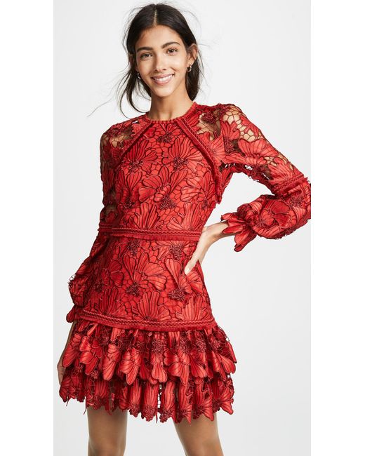 Alexis Fransisca Lace Dress in Red | Lyst Canada