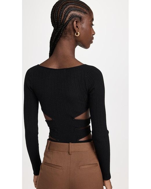 Victor Glemaud Boat Neck Bodysuit With Side Cut Outs in Black Lyst