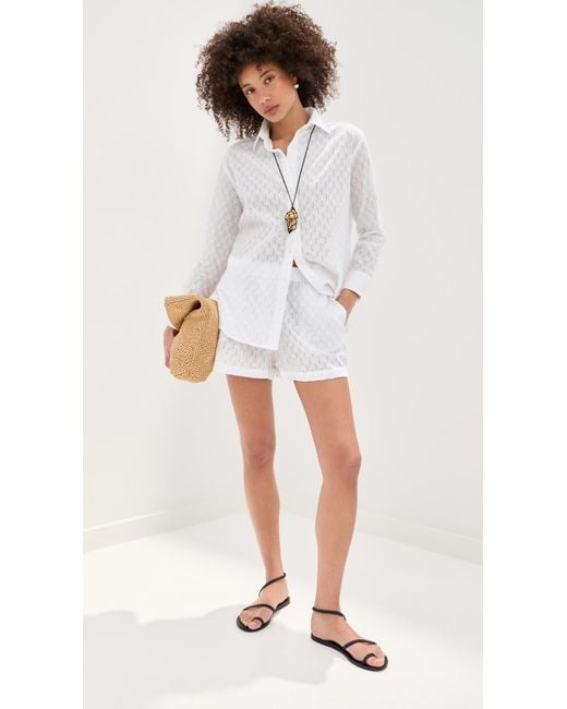 Le Bos White Cecelia Eyelet Button Down