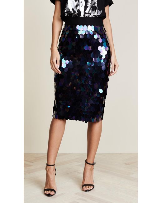 MILLY Paillette Sequin Midi Skirt in Blue | Lyst