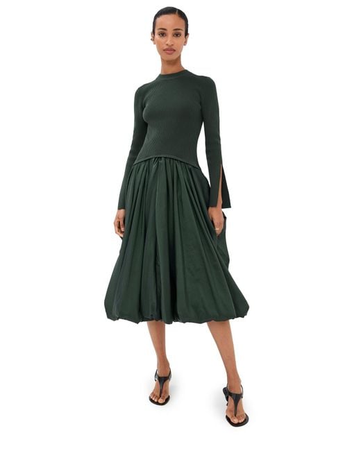 Jonathan Simkhai Green Kenlie Mock Neck Midi Dress