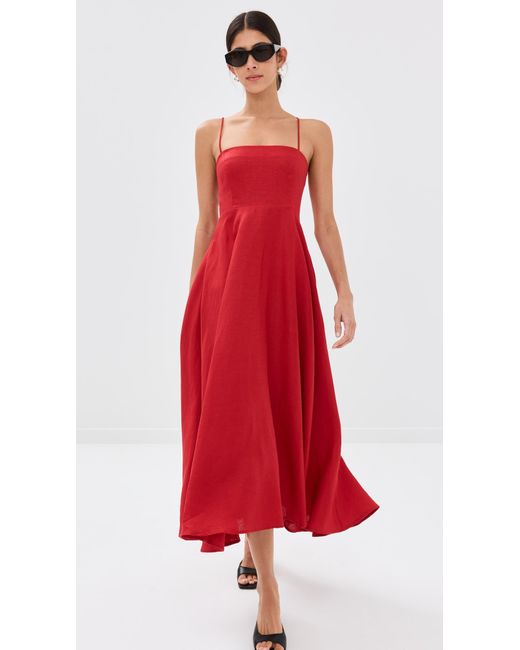 Reformation Red Monette Linen Dress