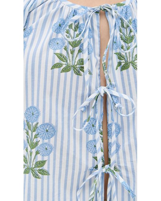 Saylor Blue Rheese Block Print Top