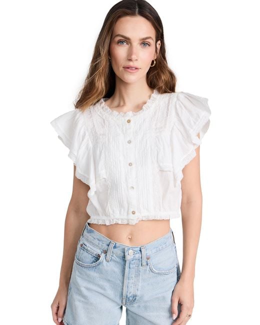 LoveShackFancy White Nora Top
