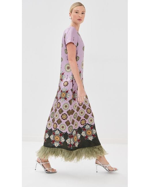 LaDoubleJ Multicolor Feather Swing Dress