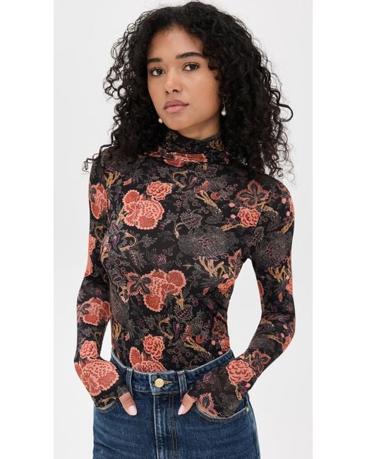 Ulla Johnson Black Aurelia Jersey Long Sleeve Turtleneck Top