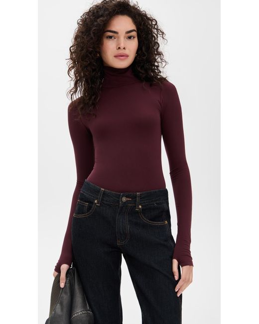 Commando Purple Ballet Turtleneck Bodysuit With Thumbholes