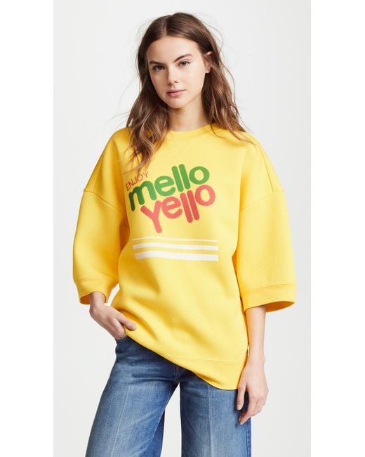 Marc Jacobs Yellow Mello Yello Sweatshirt With Short Sleeves & Crew Neckline