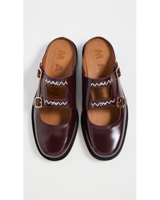 Marni Brown Leather Slides