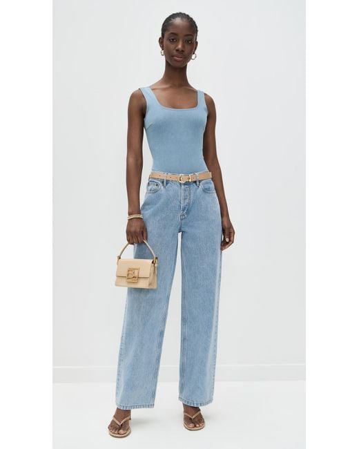 Commando Blue Do It All Denim Square Neck Thong Bodysuit