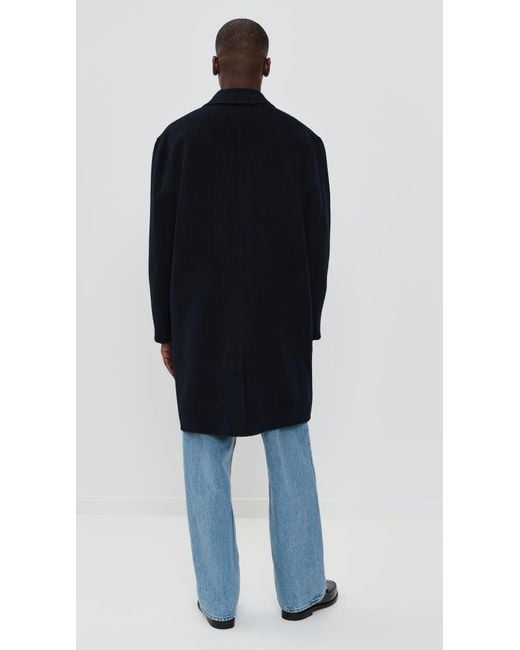 FRAME Black Double Face Wool Overcoat for men