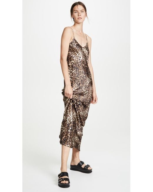 Nili Lotan Brown Leopard-print Silk-satin Maxi Dress
