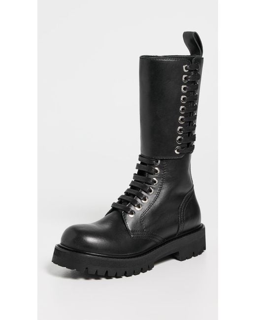 Rabanne Black Leather Combat Boots