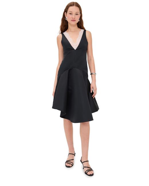 J.W. Anderson Black Draped Hem V Neck Dress
