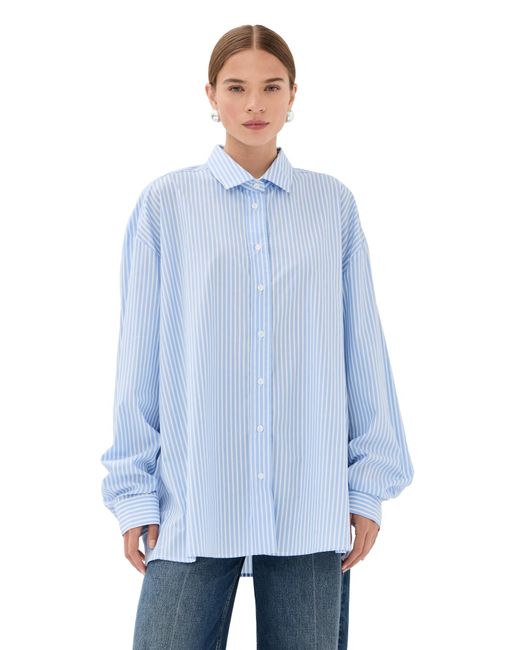 Stella Jean Blue Striped Button Down