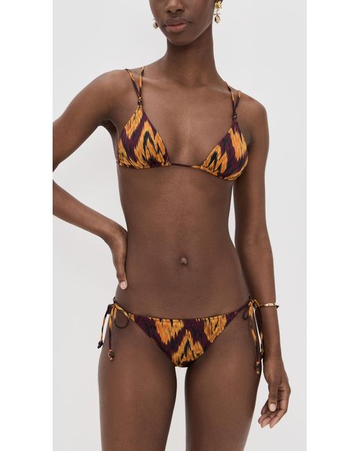 Ulla Johnson Brown Zoe Beaded String Bikini Bottoms