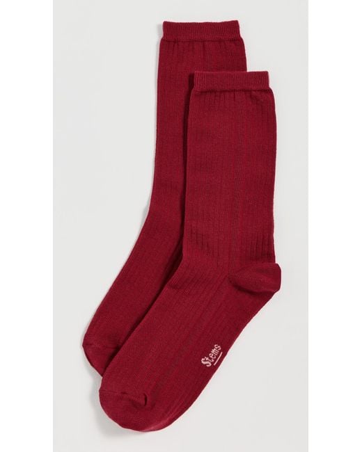 Stems Red Cotton Cashmere Crew Socks