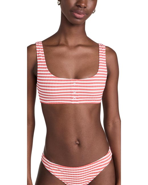 Solid & Striped Red Olid & Triped The Elle Button Bikini Top Lava Tripe