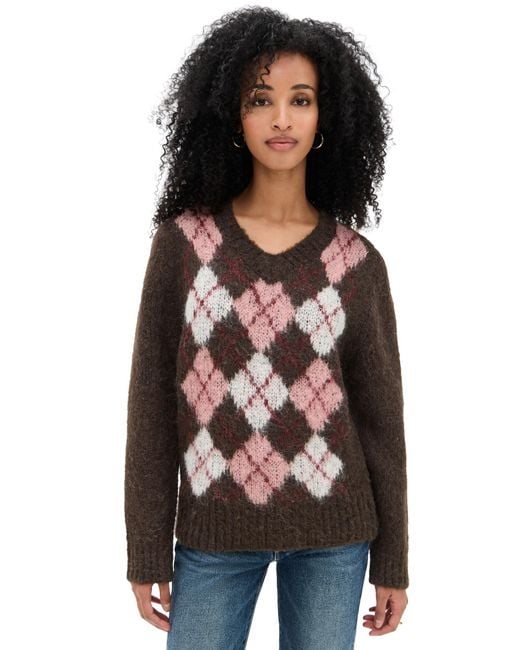 DUNST Black Baby Alpaca Argyle Sweater