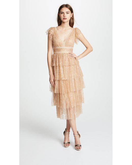 Marchesa Flutter Sleeve Cocktail Dress Lyst