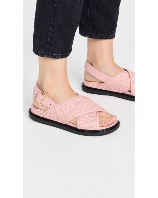 Marni Pink Fussbett Crisscross Sandals