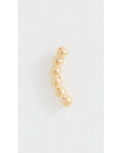 Zoe Chicco White 14K Bead Curved Bar Single Stud Earring