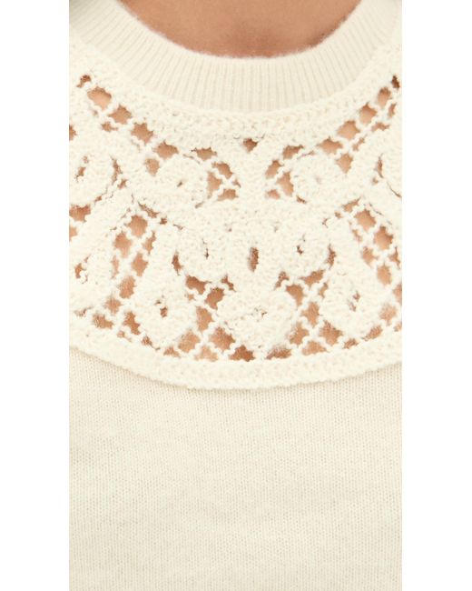 FRAME Blue The Lace Gathered Cashmere Sweater