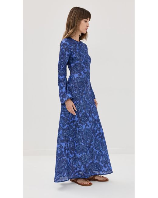 Zimmermann Blue Ottie Bias Backless Dress