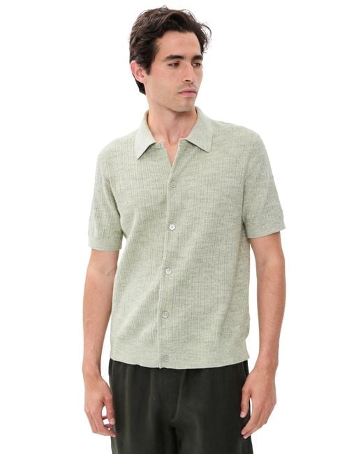 NN07 Green Nolan Button Down Polo Sweater for men
