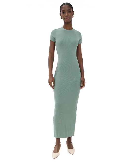 good american green dress Ribbed Tee Maxi With Slit in icy