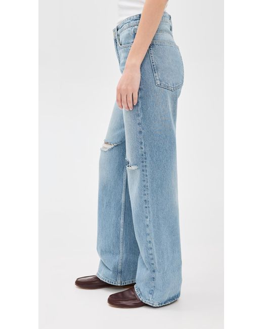 Rag & Bone Blue Logan Mid-Rise Wide Leg Jeans
