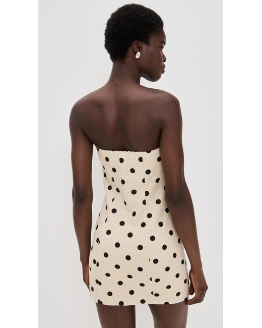 Endless Rose Black Polka Dot Linen Strapless Dress