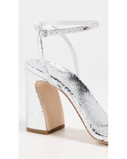 Loeffler Randall White Malia Curved Heel Simple Sandals With Ankle Wrap
