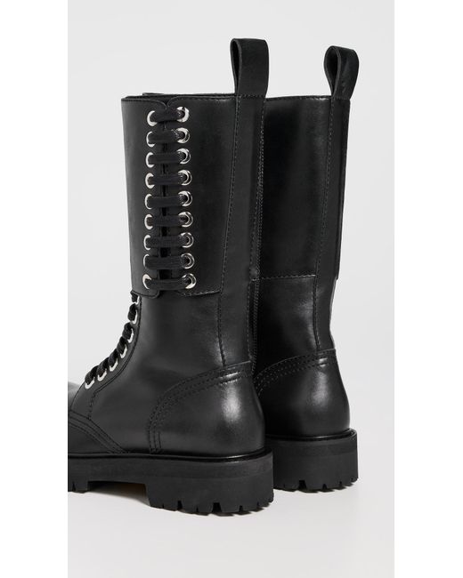 Rabanne Black Leather Combat Boots