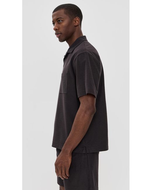 Theory Black Soft Terry Short Sleeve Polo for men
