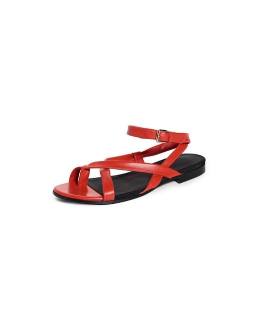 Co. Red Asymmetric Toe Ring Gladiator Sandals