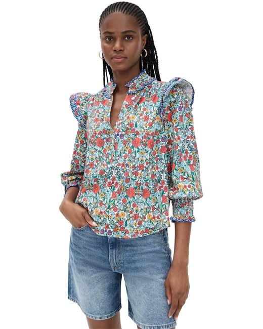 Shoshanna Blue Bevil Top