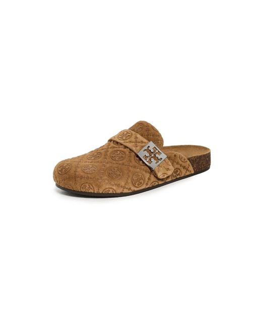 Tory Burch White T Monogram Mellow Mules